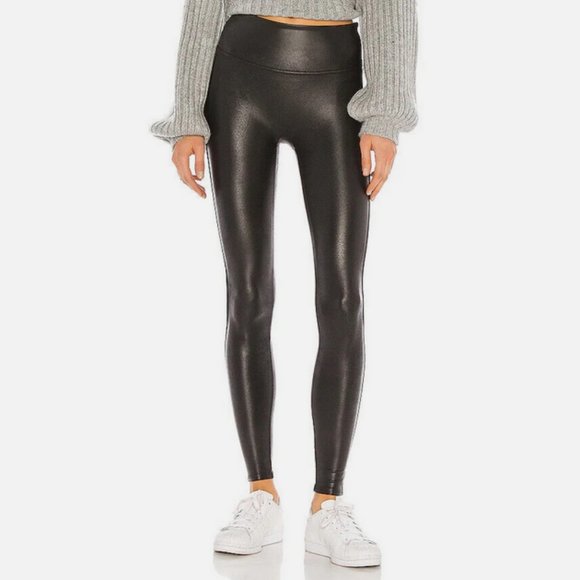 SPANX Pants - NEW SPANX Black High Rise Faux Leather Leggings Size Petite S  $98